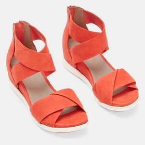 EILEEN FISHER NUBUCK WEDGE SANDAL Orange